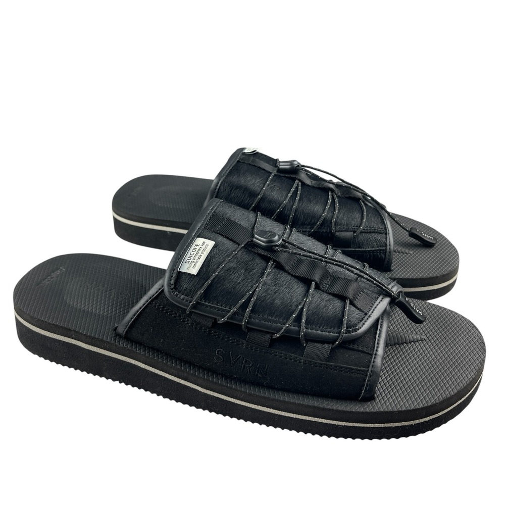 Suicoke x SVRN Moto Sandals Men's Size 11 EU 44 Black Cow Hair Bungee Gorpcore